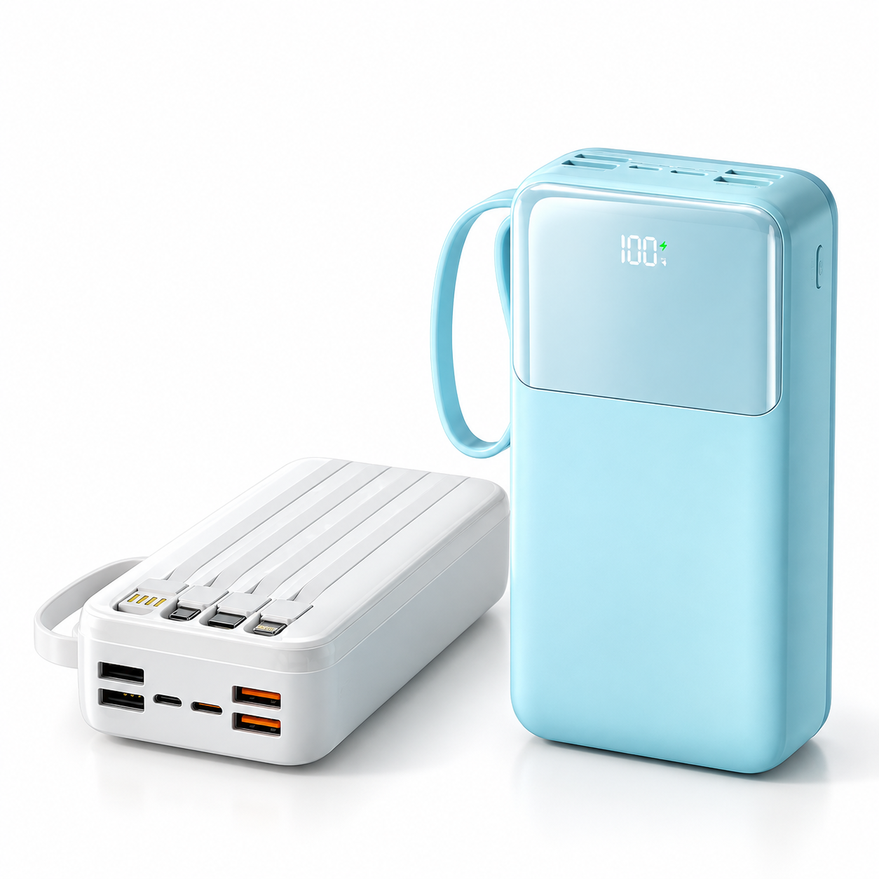 Portable Power Bank with Built-in Charging Cables